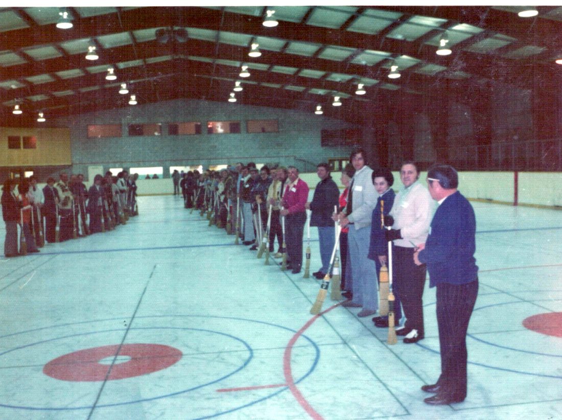 Club members lined up for an opening ceremony